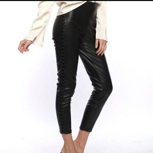 Black corset vegan leather leggings